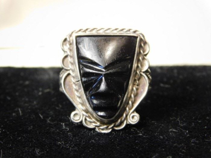 Sterling Silver ring with carved Onyx