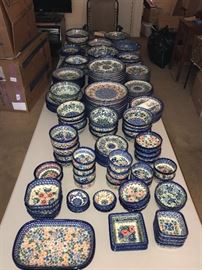  only one of the several tables of Boleslawiec Unikat Polish Pottery