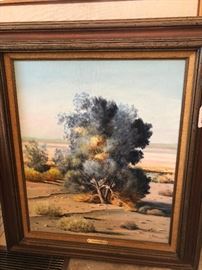 Stewart Maus desert scene - listed artist original oil