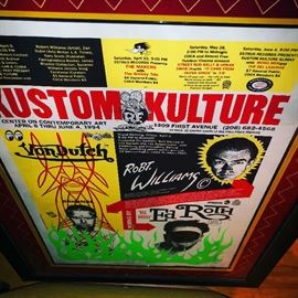 1994 Seattle Show Von Dutch Kustom Kulture framed, signed.