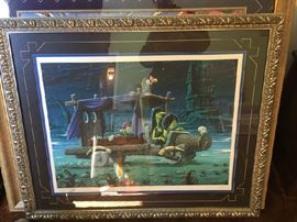 The Gruesomes original framed art signed in lower left by XMO.
