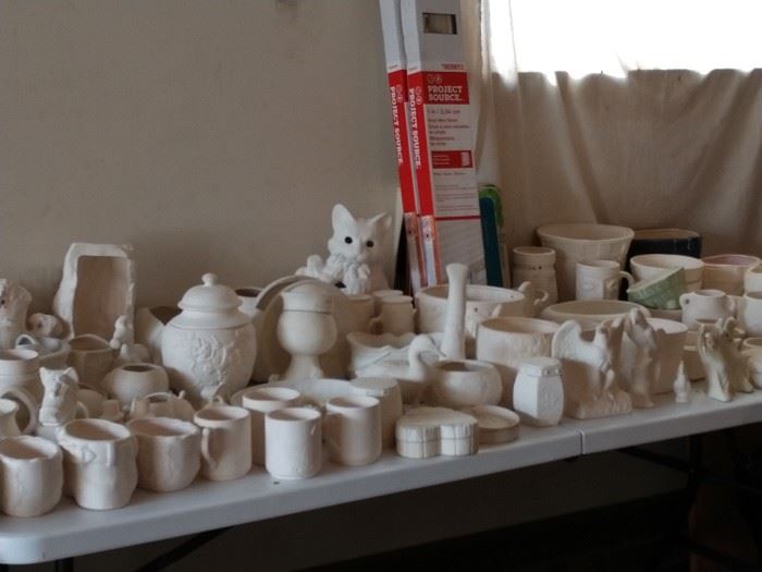 Pottery pieces waiting to be painted