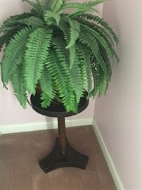Silk plant and wood plant stand