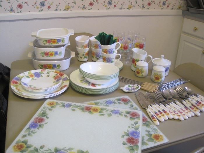 Corelle pansy dishes