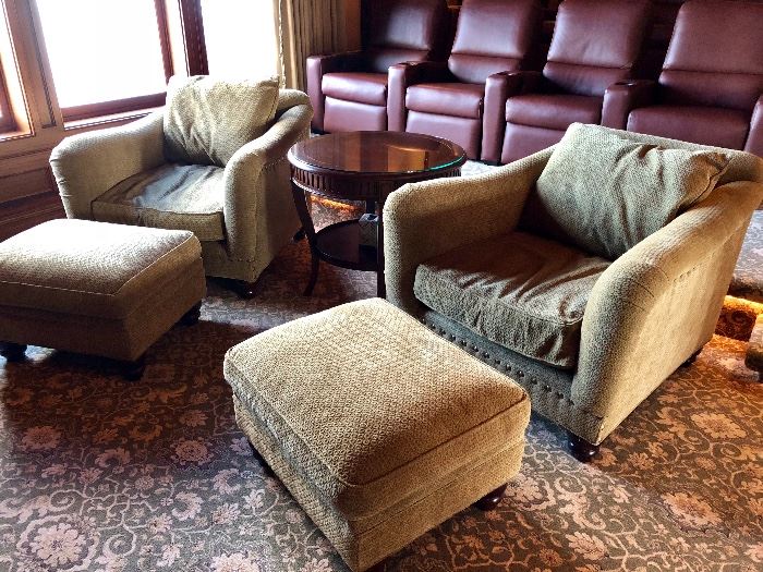 Lounging Club Chairs & Matching Ottomans