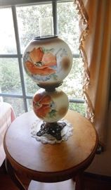 Antique hand painted globe lamp