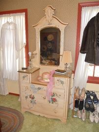 Antique dresser with mirror--refurbished and hand painted