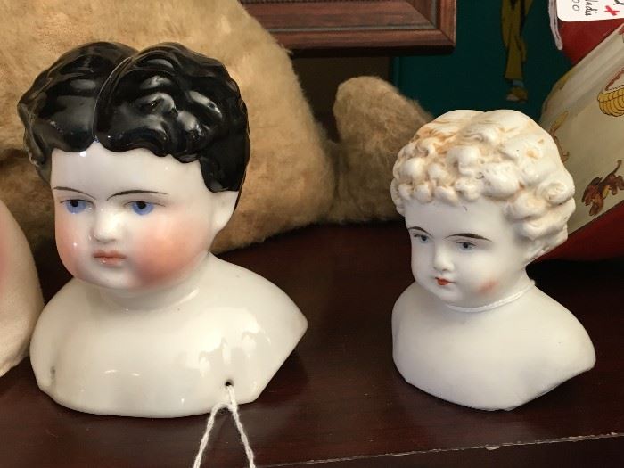 Two nice old German china heads (one Parian)
