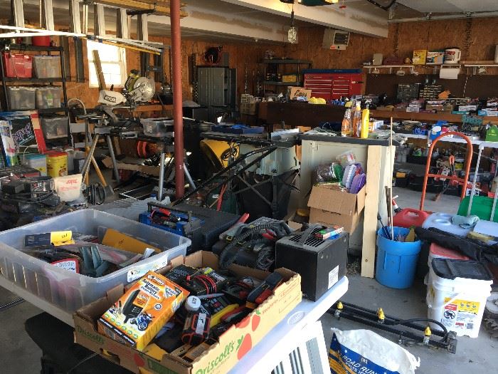 A view of the garage full of tools