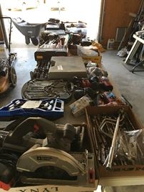 Tools laid out for perusal in the garage