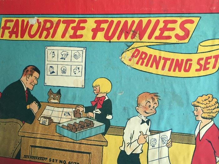 Vintage printing set with Orphan Annie and Dick Tracy.