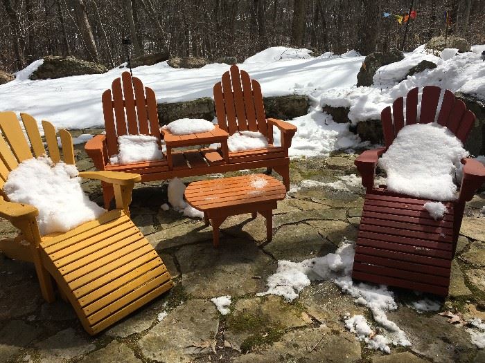 Baldwin Red Cedar Adirondack Chairs, Bench + Table