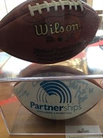 Two signed Super Bowl Footballs in cases