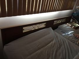 King headboard; 2 twin beds; separate mattresses, box springs and frames
