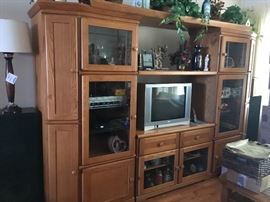 OAK Entertainment cabinet; adjustable width; LOTS OF STORAGE