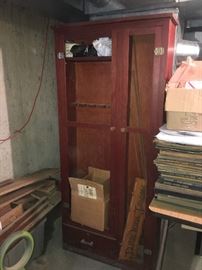 Wooden gun cabinet; needs glass
