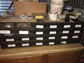 Vintage wooden compartment shelves
