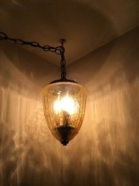 Vintage amber hanging swag lamp