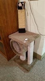 Cat scratching post and playhouse