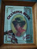 OLYMPIA BEER MIRROR ADVERTISING SIGN - Nice oak frame