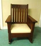ANTIQUE/VINTAGE QUARTER SAWN OAK MISSION ROCKING CHAIR