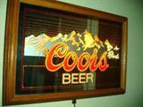 COORS LIGHTED MIRRORED ADVERTISING SIGN