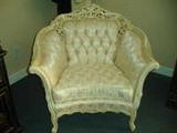 BEAUTIFUL VINTAGE FRENCH VICTORIAN CHAIR - Beautifully carved wood frame. Quality made spring bottom.