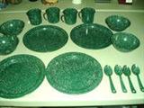 GREEN ENAMEL DISHES