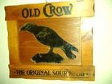 OLD CROW THE ORIGINAL SOUR MASH MIRRORED ADVERTISING SIGN