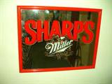 SHARPS MILLER MIRROR BEER ADVERTISING SIGN IN WOODEN FRAME