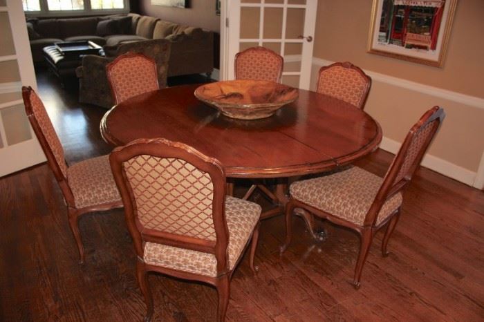 Round dining table (great for conversation) with 6 chairs
