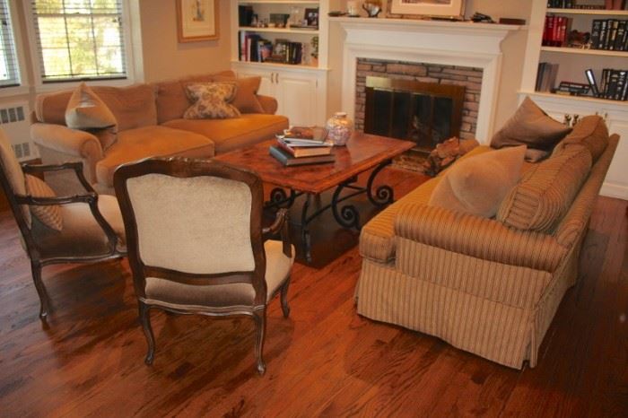 Living Room Furnishings - Sofas, Side Chairs and Wood & Metal Coffee Table