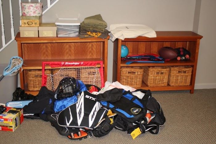Hockey Equipment and Shelves with Storage