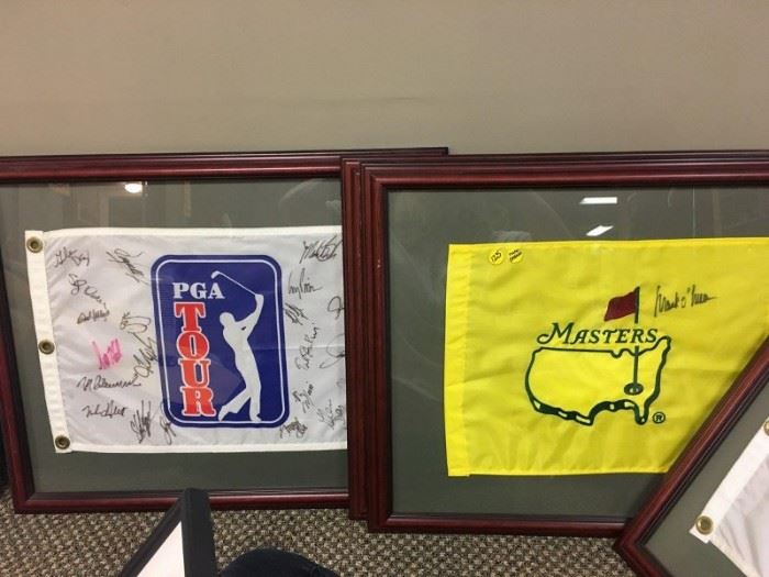 PGA Tour and Master's  Pennants - Signed