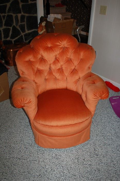 Peach high back parlor chair