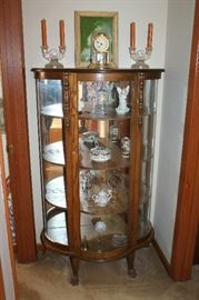 Clawfoot curved front curio cabinet