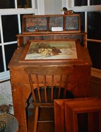 1700s Primitive Desk Framed Art Chair