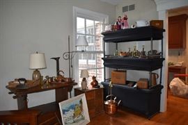 Primitive Bench Table Oak File Drawers