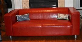 Red Contemporary Leather Sofa