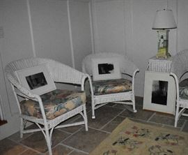 Wicker rocker chair lamp art