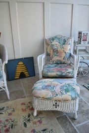 Wicker Rocker with Ottoman