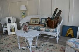 Wicker Sofa and Wood Art