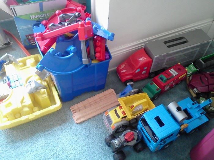 misc. trucks, toys
