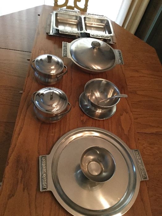 Vintage stainless serving pieces