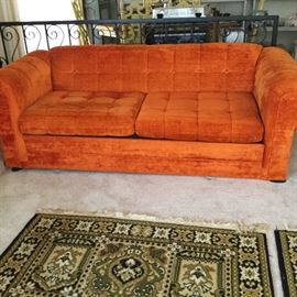 The brightest orange sofa we haven ever seen, and probably ever will!