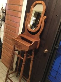 Modern interpretation of a shaving stand, or bistro height makeup stand, you decide