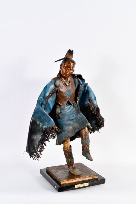 Lot #8 Joe Oreland Sr Bronze Native American Sculpture with a Starting Bid of $2,000