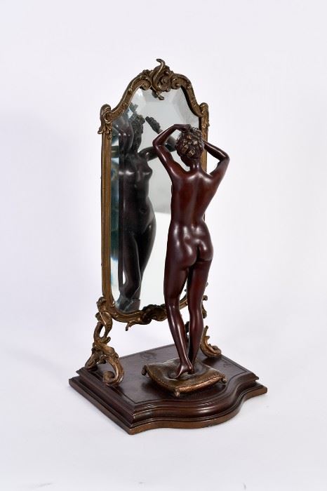 Lot #12 Emile Pinedo Bronze Sculpture of a Nude Looking in the Mirror with a Starting Bid of $1,000