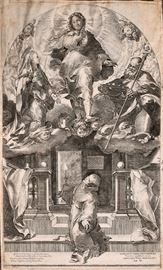 Lot #25 Federico Barocci "Die Vision des hl Franciscus" Renaissance Engraving with a Starting Bid of $500