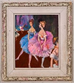 Lot #63 LeRoy Neiman Original Oil on Board Painting of Ballerinas with a Starting Bid of $7,000
